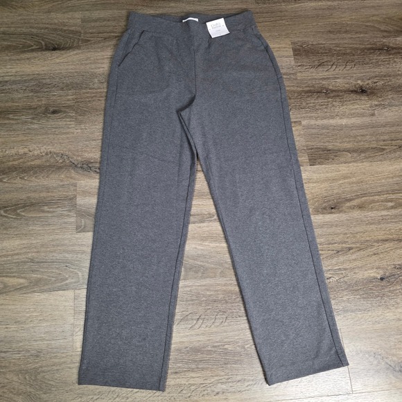 croft & barrow Pants - Croft & Barrow M Straight Leg Knit Pants Womens Gray Charcoal Heather Stretch